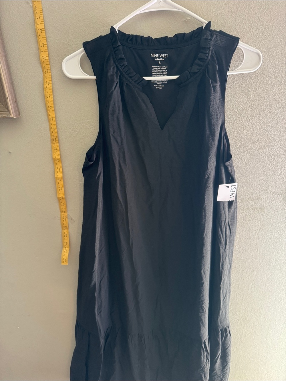 Nine West Black Sleeveless Ruffle-Neck Maxi Dress